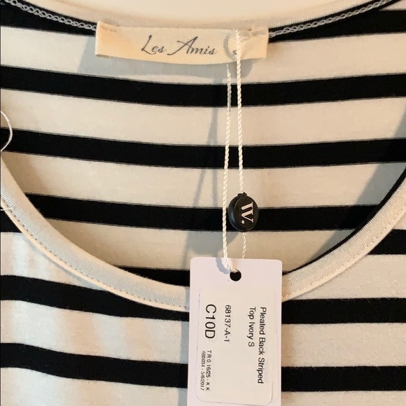 Donated - Pleated Back Striped Top Ivory S - Picture 4 of 4